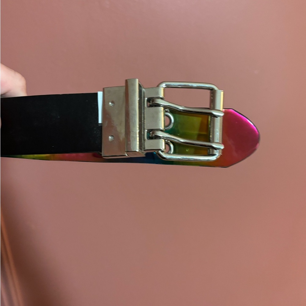 Rainbow Iridescent + Black Women's Belt